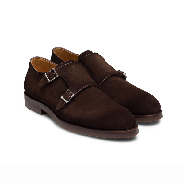 Quole Brown Suede Monk Shoes