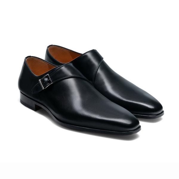 Kello Black Single Strap Monk Shoes