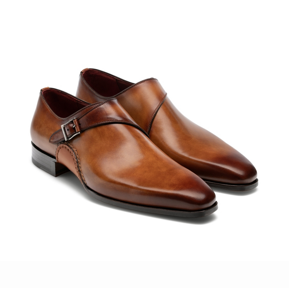 Magnanni Landon Monk Strap Magnanni Red Karwa Brown Single Strap Monk Shoes  – Vegan Basics
