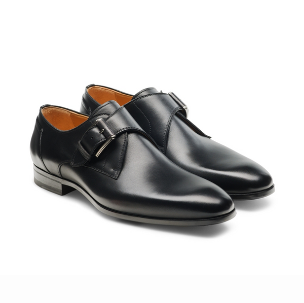 Luxoro Black Single Strap Monk Shoes