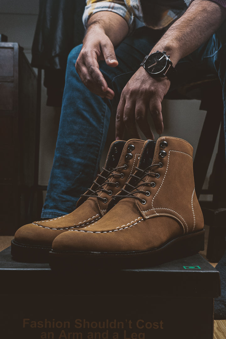 Sentinel Cinnamon Suede Boots – Vegan Basics