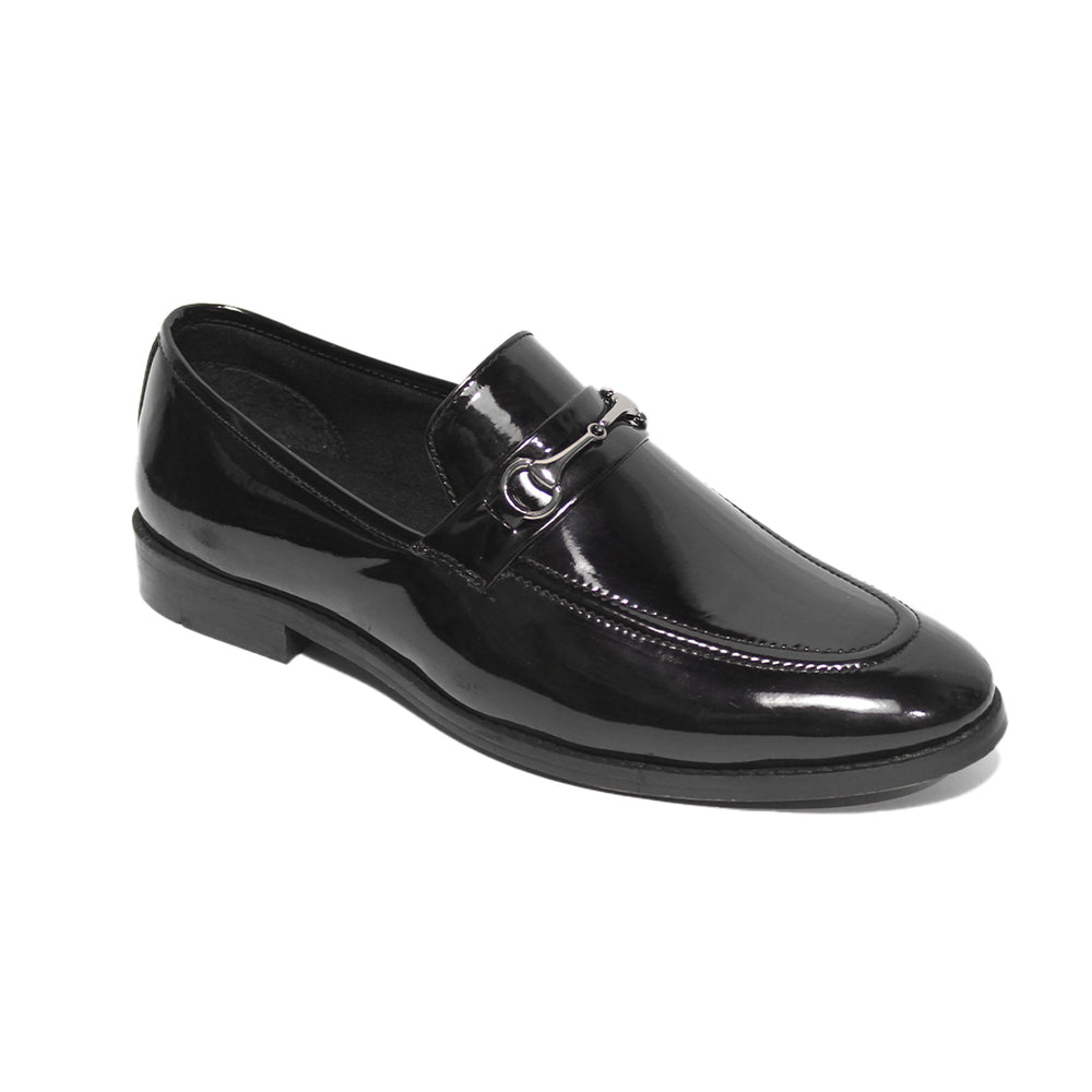 Black Patent Buckle Moccasins – Vegan Basics - Main Image