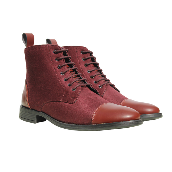 Burgundy High Ankle Military Boots