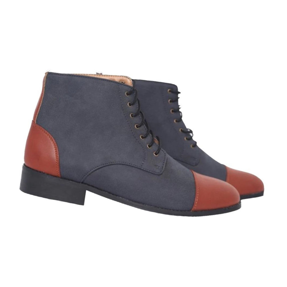 Blue Tan Ankle Military Boots – Vegan Basics