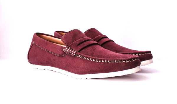 Burgundy Suede Men Drivers